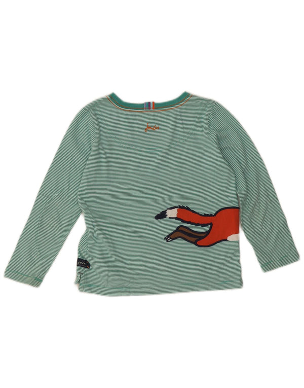 Joules Girls Graphic Top Long Sleeve 4-5 Years Green Striped Cotton
