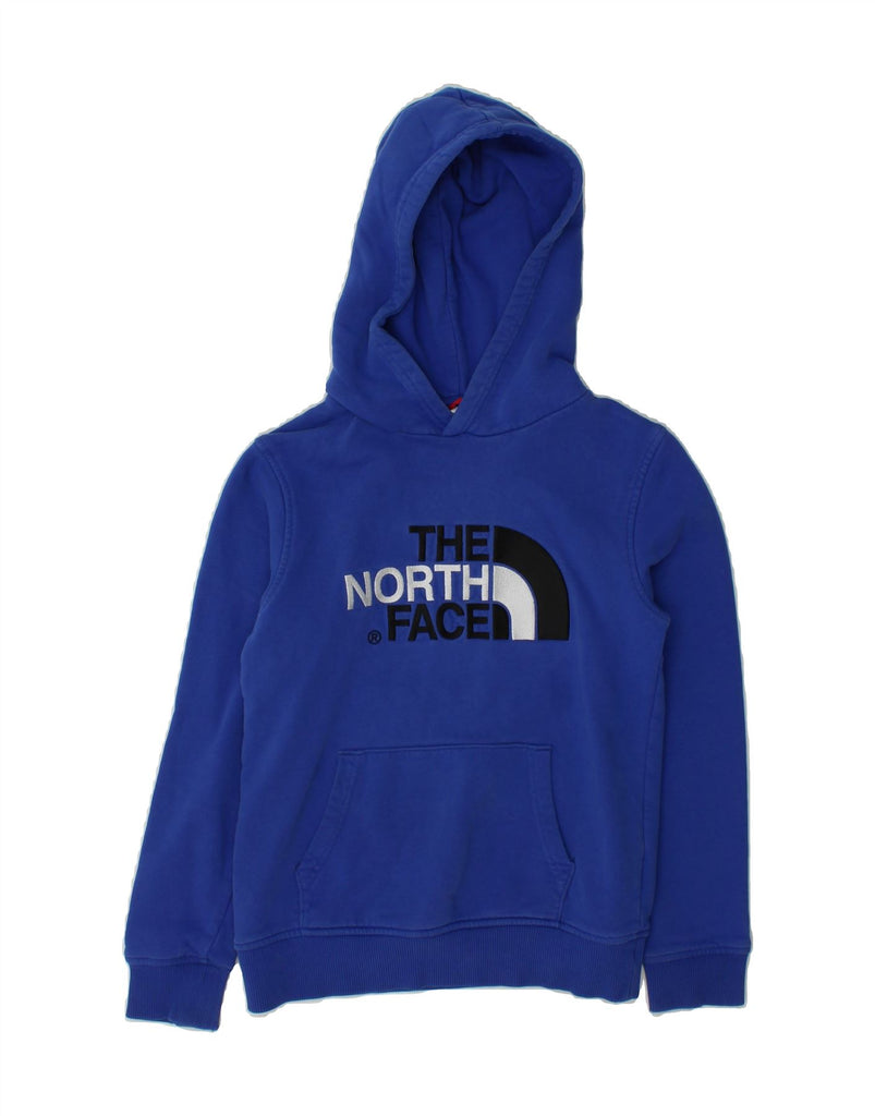 THE NORTH FACE Boys Graphic Hoodie Jumper 9-10 Years Medium Blue Cotton Vintage The North Face and Second-Hand The North Face from Messina Hembry 