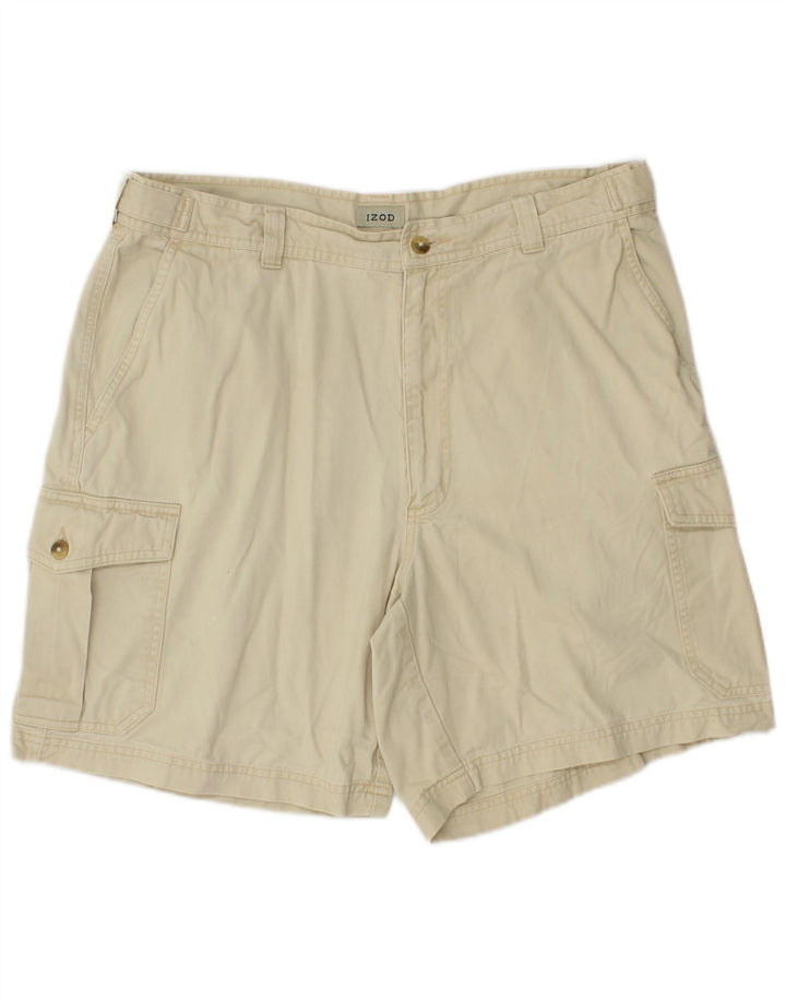 IZOD Mens Cargo Shorts W34 Large Beige Cotton