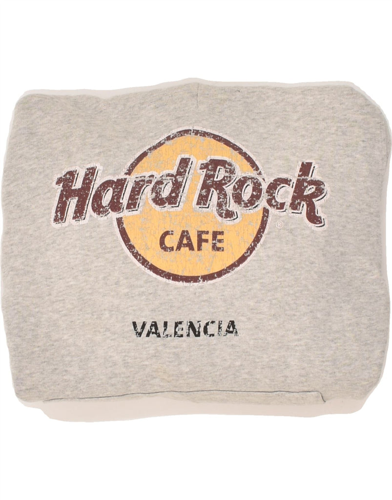 HARD ROCK CAFE Mens Valencia Graphic Hoodie Jumper Small Grey Cotton | Vintage Hard Rock Cafe | Thrift | Second-Hand Hard Rock Cafe | Used Clothing | Messina Hembry 