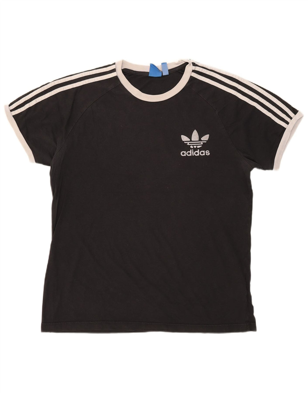 Adidas Mens T-Shirt Top Large Black Colourblock Cotton