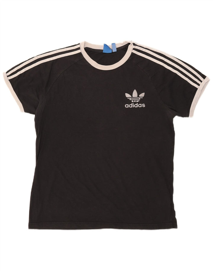 Adidas Mens T-Shirt Top Large Black Colourblock Cotton