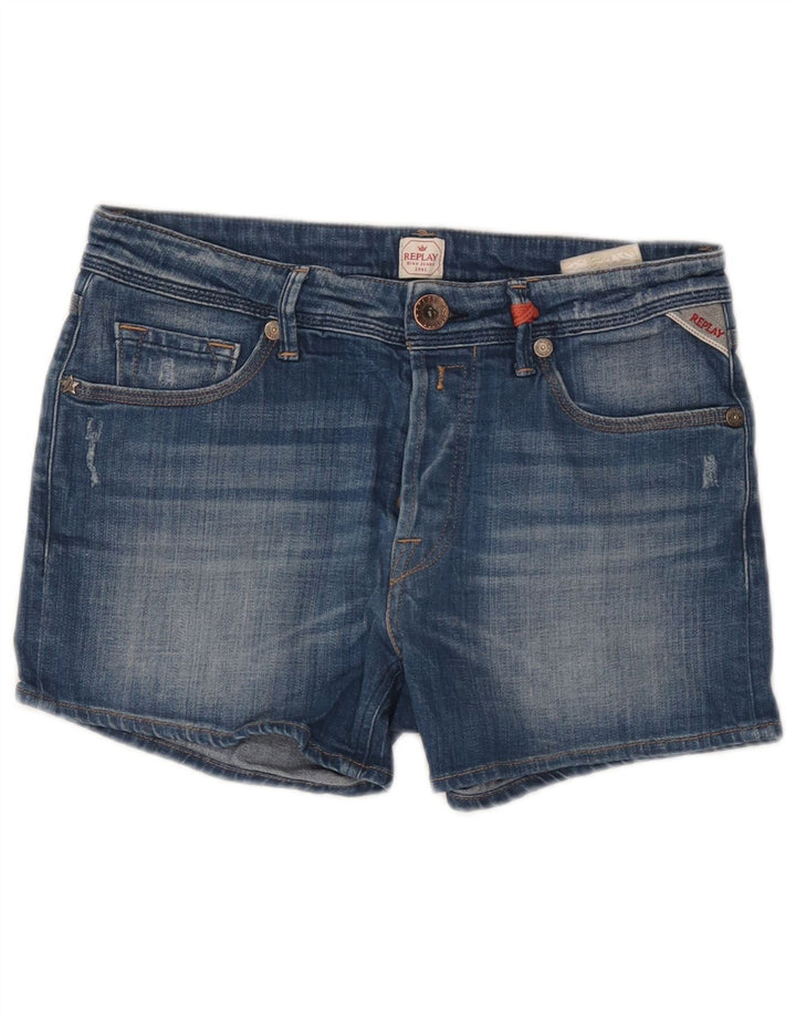 Replay Womens Denim Shorts W27 Small Blue