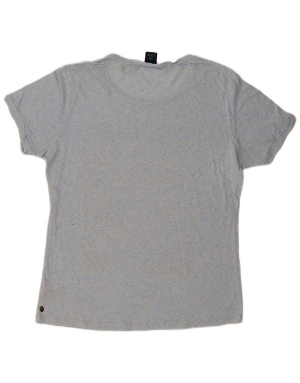 Scotch & Soda Mens Graphic T-Shirt Top Large Blue Flecked Cotton