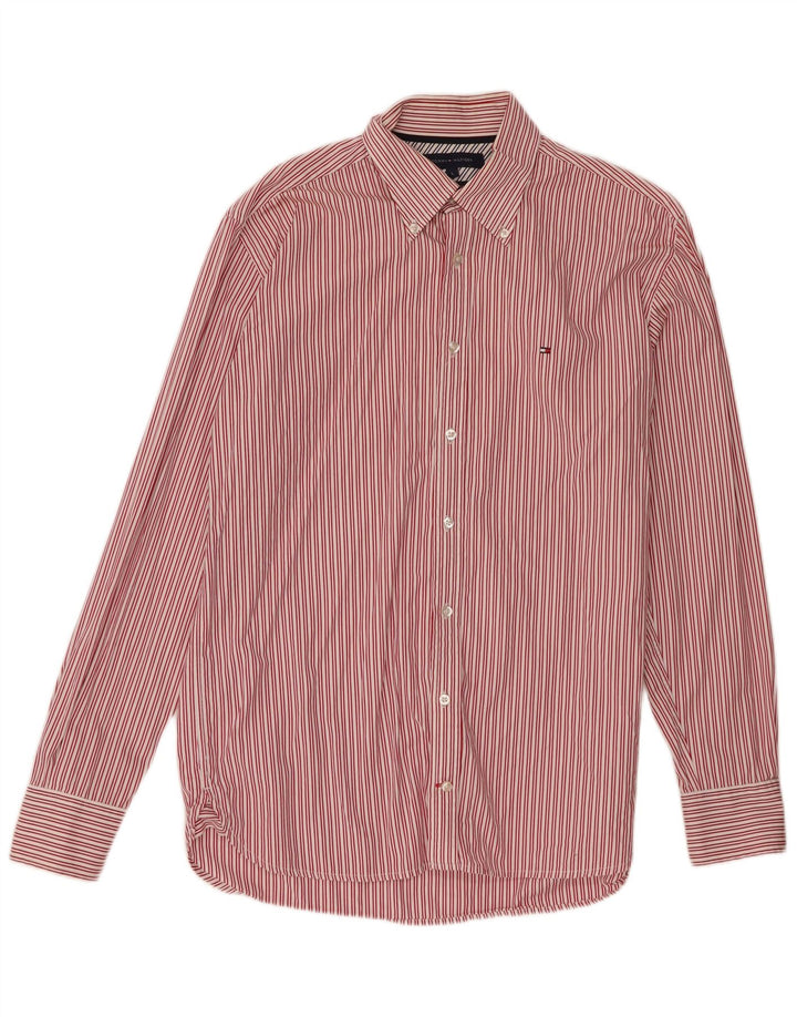 Tommy Hilfiger Mens Shirt Large Red Striped Cotton