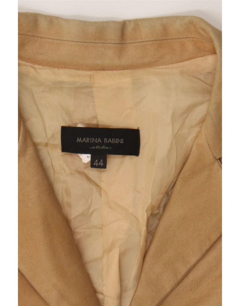 MARINA BABINI Womens 1 Button Blazer Jacket IT 44 Medium Brown Leather Vintage Marina Babini and Second-Hand Marina Babini from Messina Hembry 