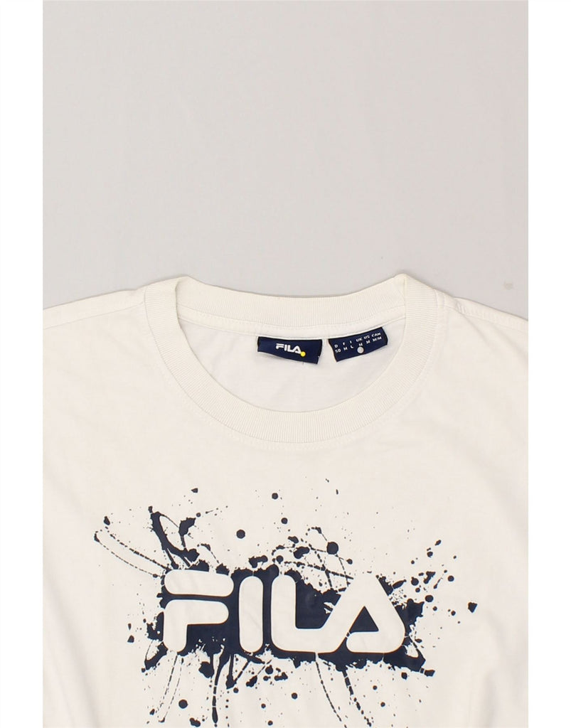 FILA Mens Graphic T-Shirt Top Medium White Cotton | Vintage Fila | Thrift | Second-Hand Fila | Used Clothing | Messina Hembry 