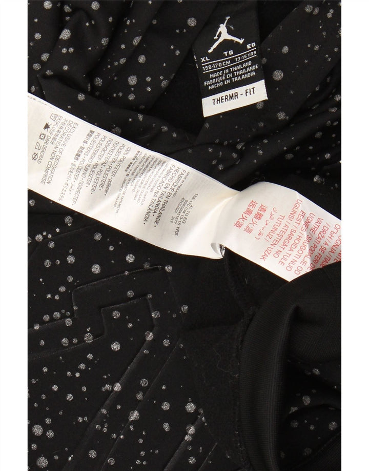 JORDAN Boys Therma-Fit Graphic Hoodie Jumper 13-14 Years XL Black Spotted