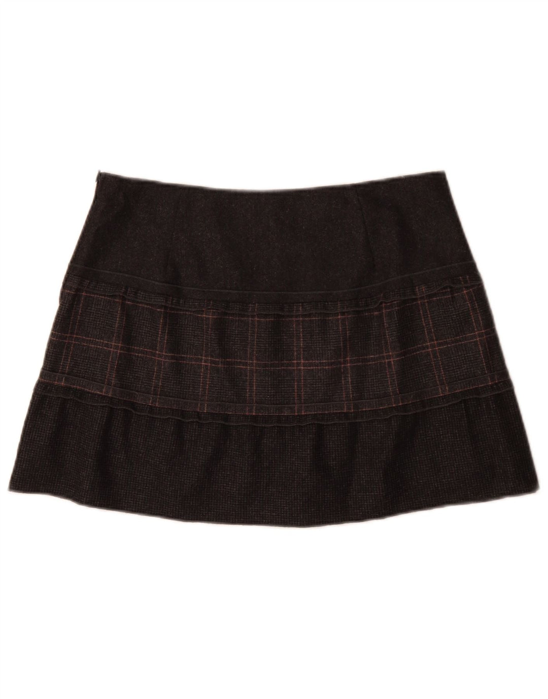 Benetton Womens Mini Skirt IT 44 Medium W30 Grey Check Virgin Wool