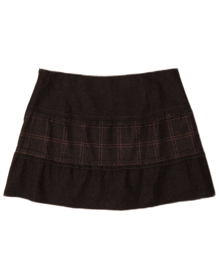 Benetton Womens Mini Skirt IT 44 Medium W30 Grey Check Virgin Wool