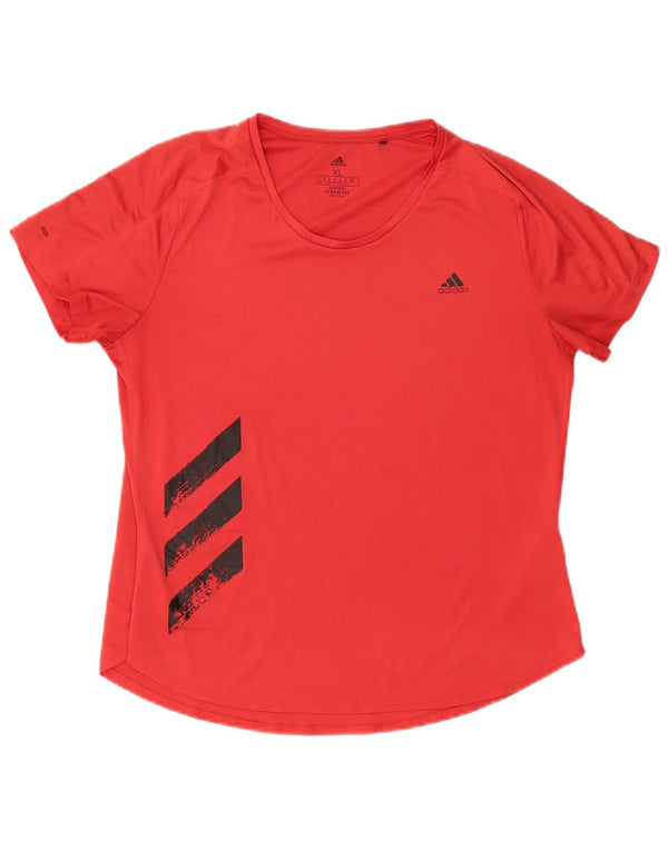 Adidas Womens Aeroready Graphic T-Shirt Top UK 20/22 XL Red Polyester
