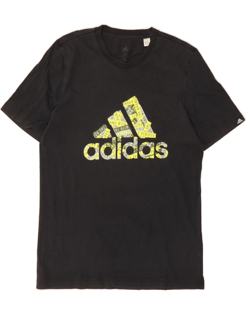 ADIDAS Mens Graphic T-Shirt Top XS Black Cotton Vintage Adidas and Second-Hand Adidas from Messina Hembry 