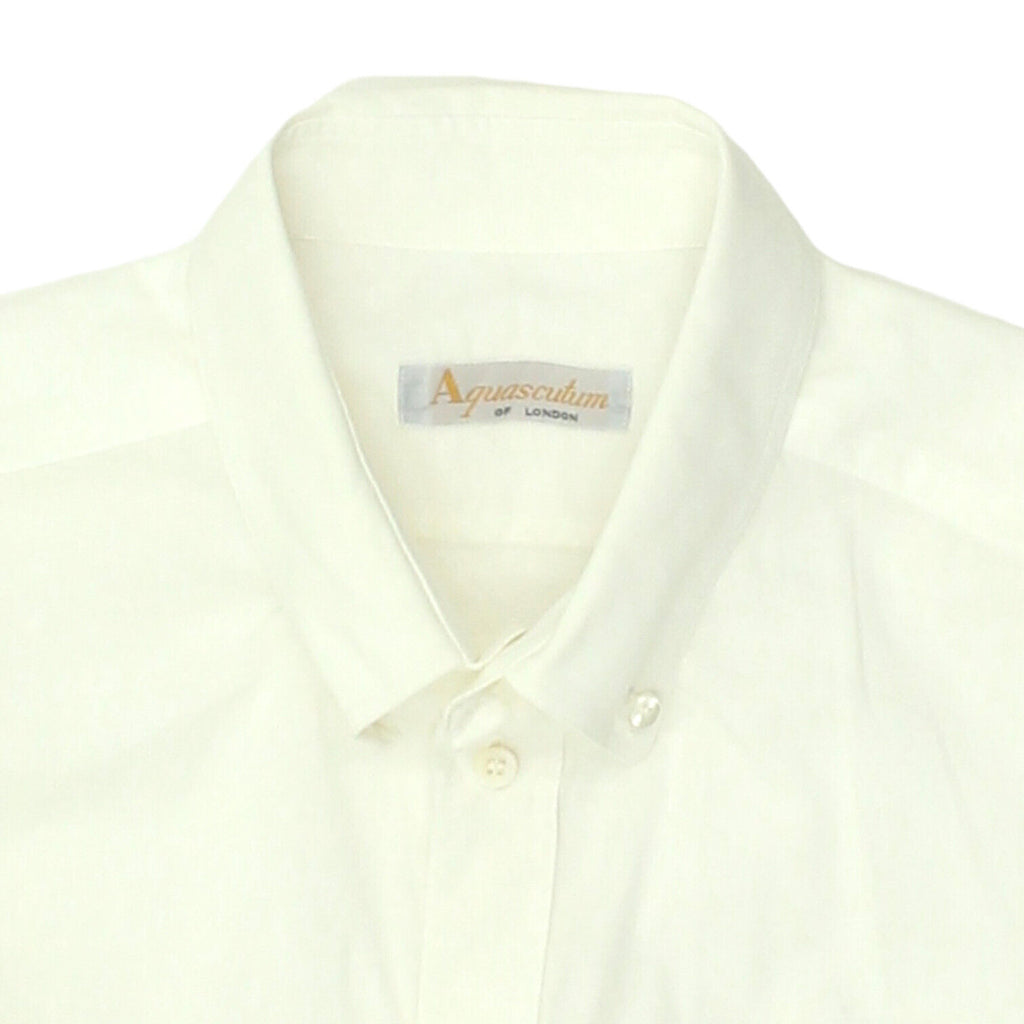 Aquascutum Mens White Button Down Collar Shirt | Vintage Designer Formal VTG | Vintage Messina Hembry | Thrift | Second-Hand Messina Hembry | Used Clothing | Messina Hembry 