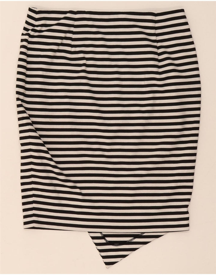 Marks & Spencer Womens Asymmetrical Skirt UK 14 Large W34 Black Striped
