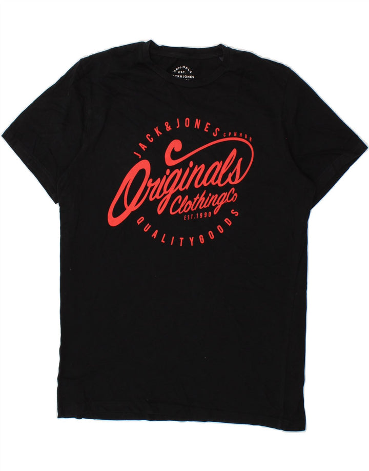 JACK & JONES Mens Graphic T-Shirt Top Large Black Cotton Vintage Jack & Jones and Second-Hand Jack & Jones from Messina Hembry 