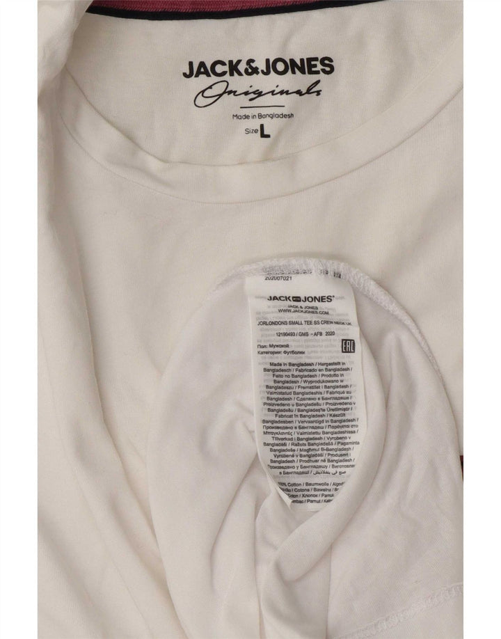 Jack & Jones Mens T-Shirt Top Large White Cotton
