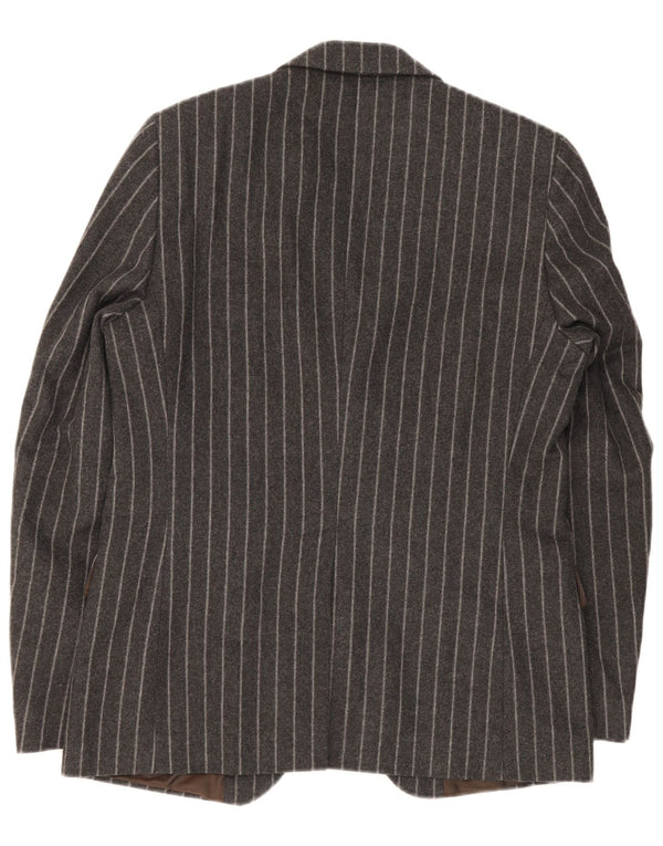 Manuel Ritz Pipo Mens 2 Button Blazer Jacket IT 50 Large Grey Striped Wool