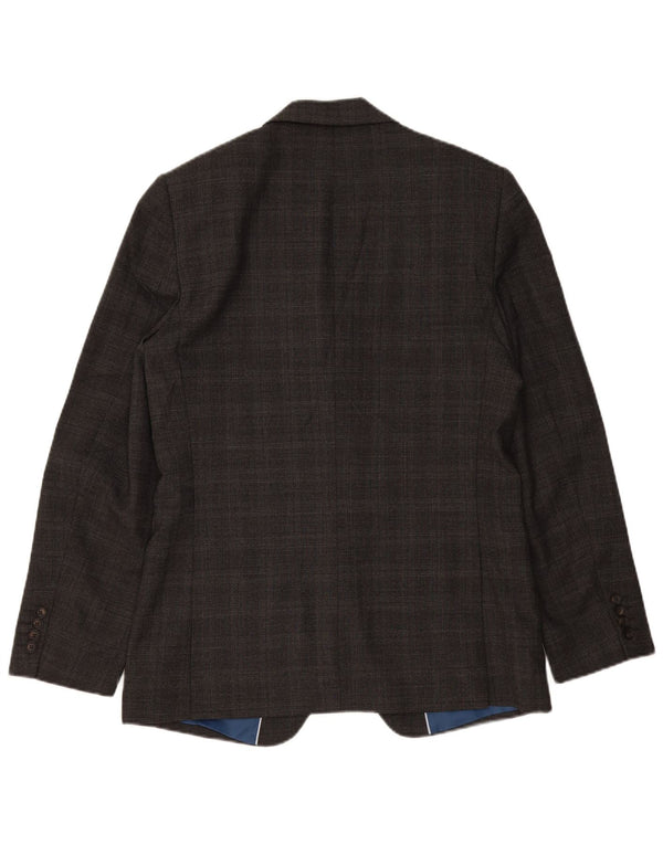 Marks & Spencer Mens 2 Button Blazer Jacket UK 40 Medium Grey Check Wool