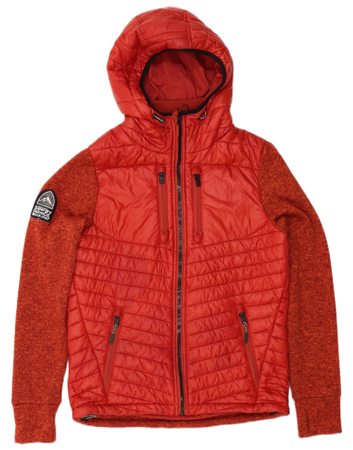 Superdry Mens Padded Jacket UK 38 Medium Red Flecked Polyester