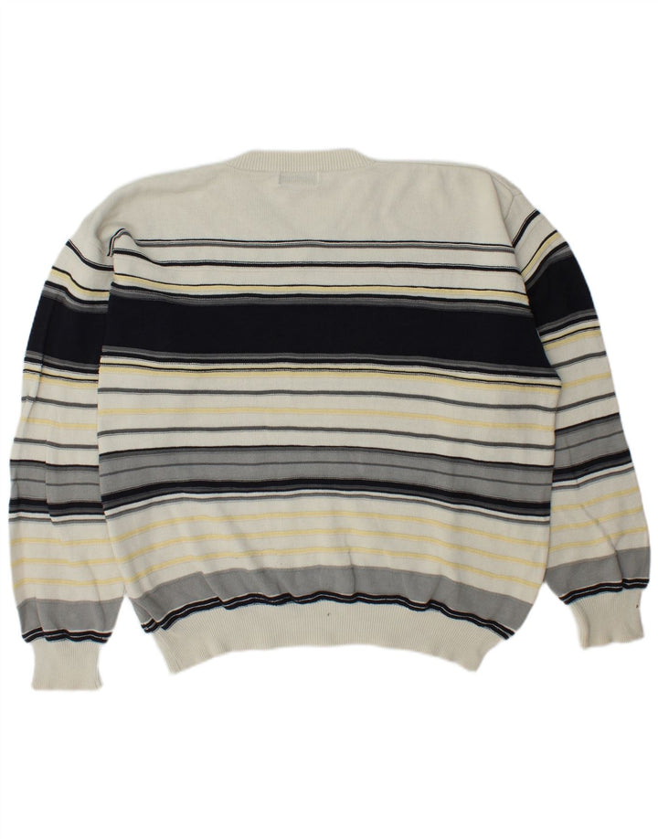 Paul R. Smith Mens V-Neck Jumper Sweater Large Multicoloured Striped Cotton