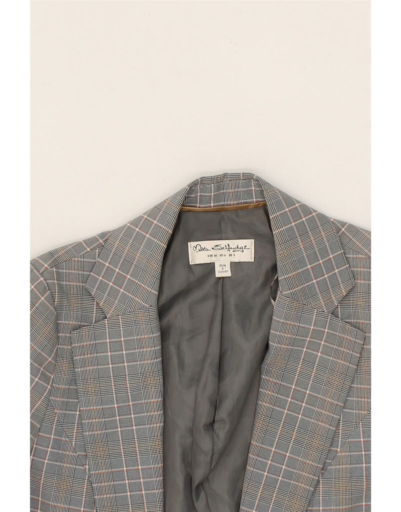 MISS SELFRIDGE Womens Open Blazer Jacket UK 8 Small Grey Check Polyester Vintage Miss Selfridge and Second-Hand Miss Selfridge from Messina Hembry 