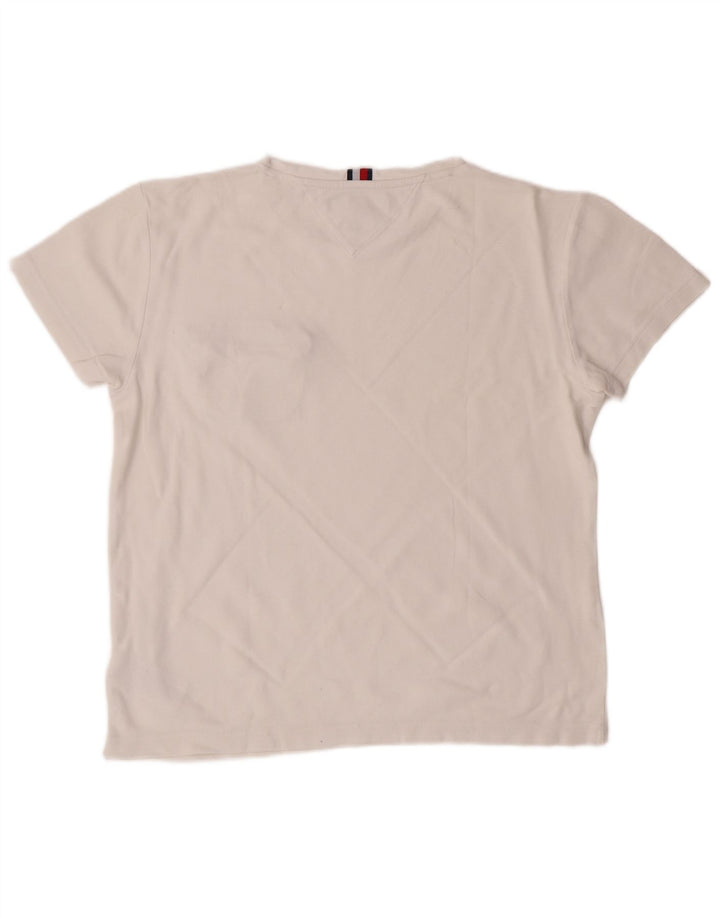 TOMMY HILFIGER Womens T-Shirt Top UK 14 Medium White Cotton