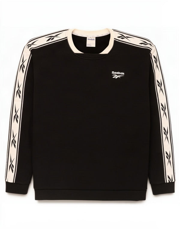 Reebok Womens Graphic Sweatshirt Jumper UK 12/14 Medium Black Colourblock