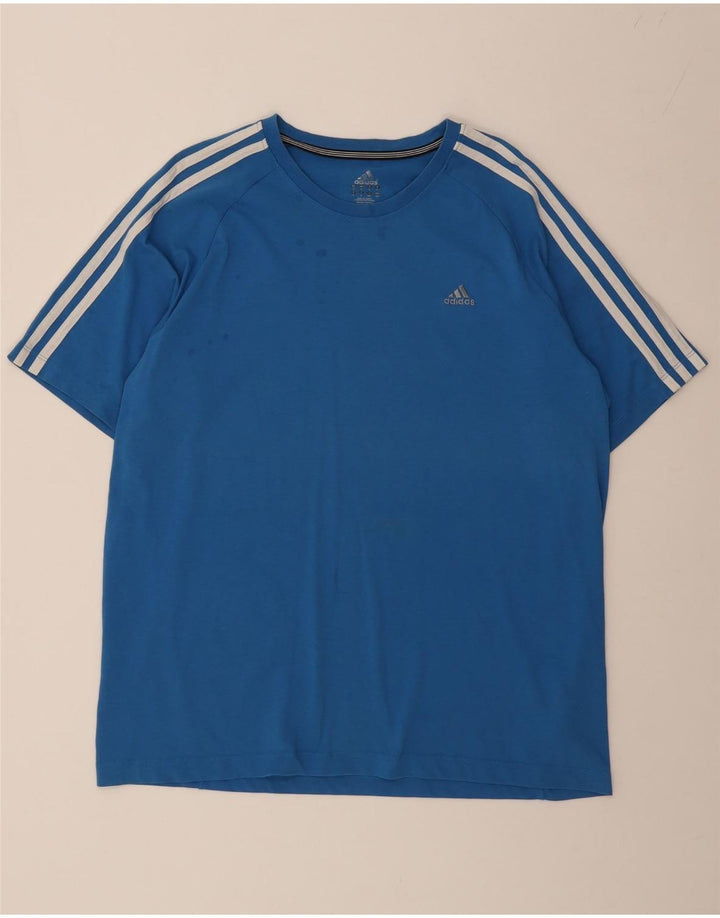 ADIDAS Mens Climalite T-Shirt Top Large Blue Cotton Vintage Adidas and Second-Hand Adidas from Messina Hembry 