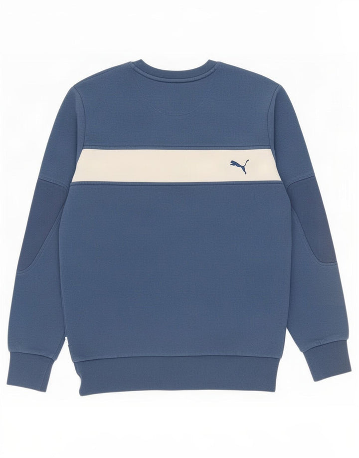 Puma Mens Graphic Sweatshirt Jumper Small Blue Colourblock