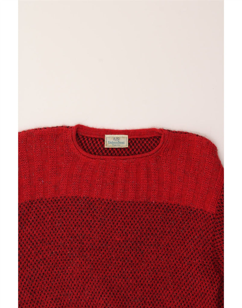 UMBERTO SEVERI Womens Longline Crew Neck Jumper Sweater UK 16 Large Red Vintage Umberto Severi and Second-Hand Umberto Severi from Messina Hembry 