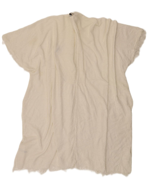 Zara Womens Longline Short Sleeve Oversized Cardigan Top UK 14 Medium White