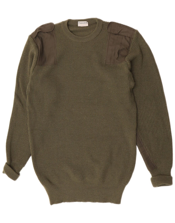 Vintage Mens Military Crew Neck Jumper Sweater IT 56 2XL Khaki Wool