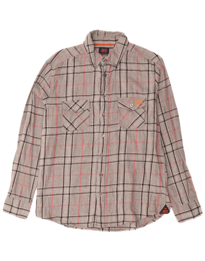 Avirex Mens Flannel Shirt Medium Grey Check Cotton