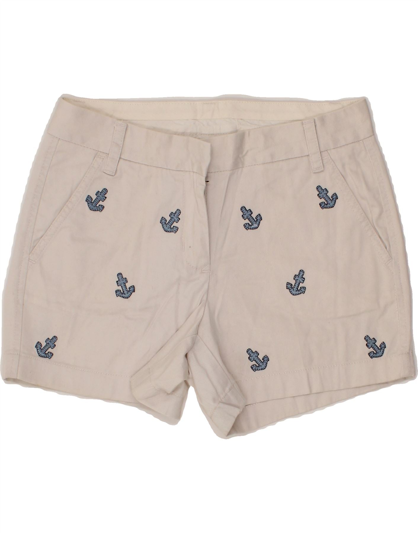 CREW Womens Graphic Chino Shorts US XS W25 White Cotton