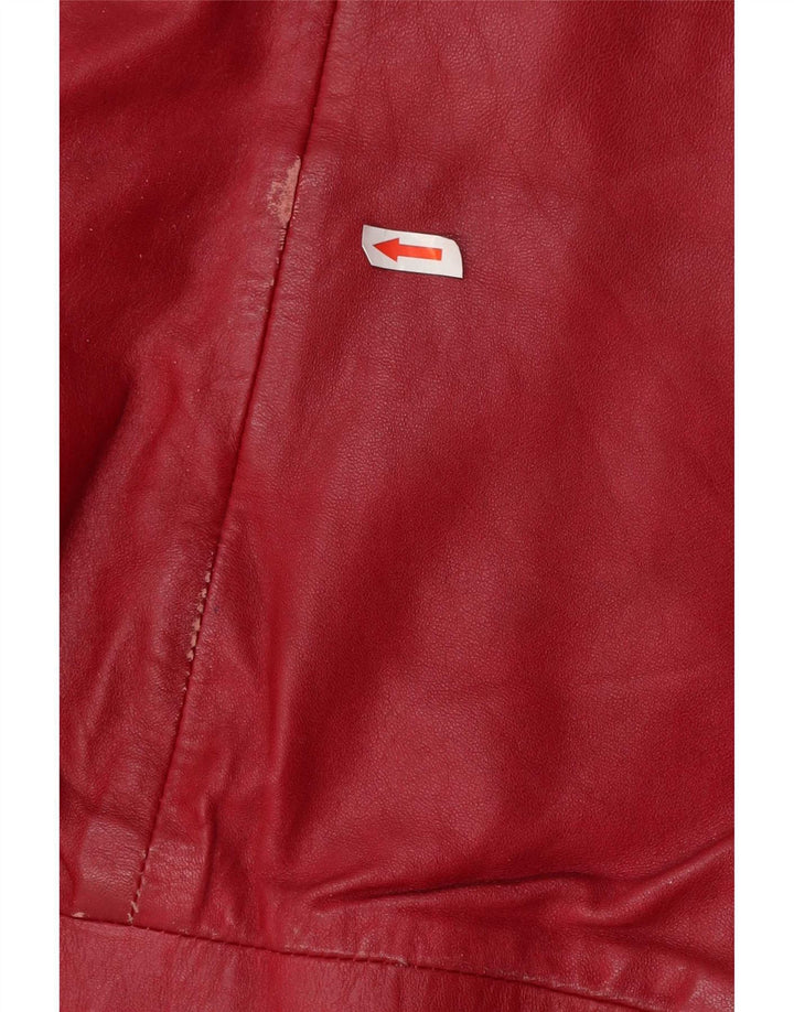 Vintage Womens Leather Bomber Jacket IT 46 Large Red