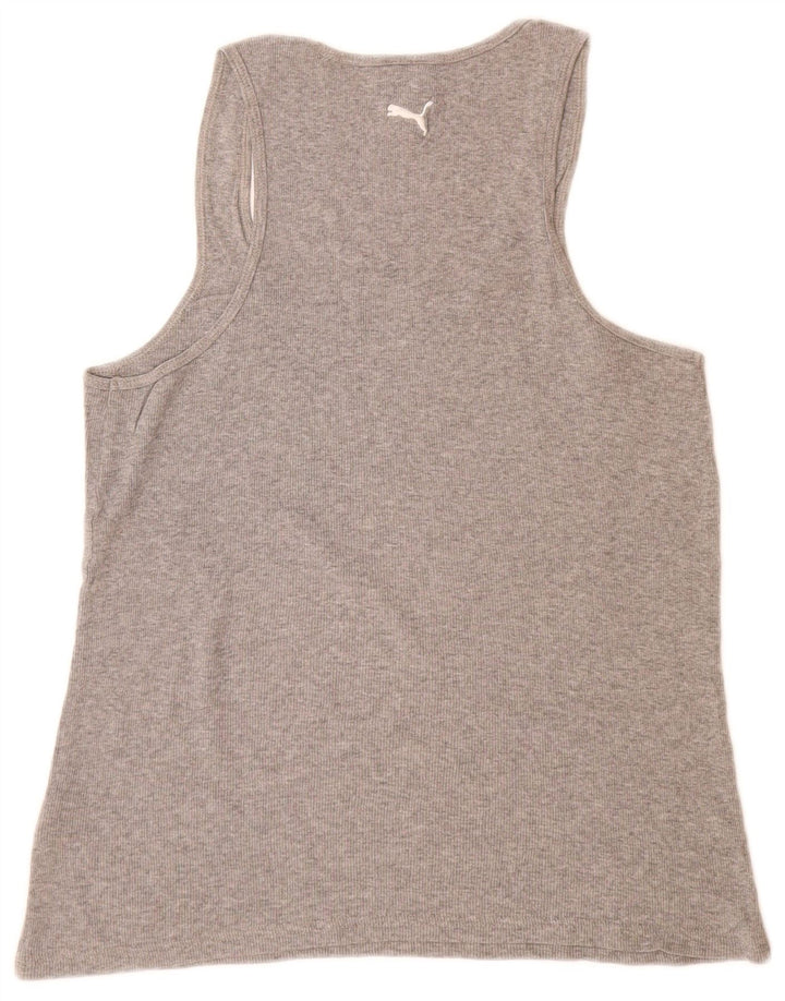 PUMA Womens Vest Top UK 14 Large Grey Cotton