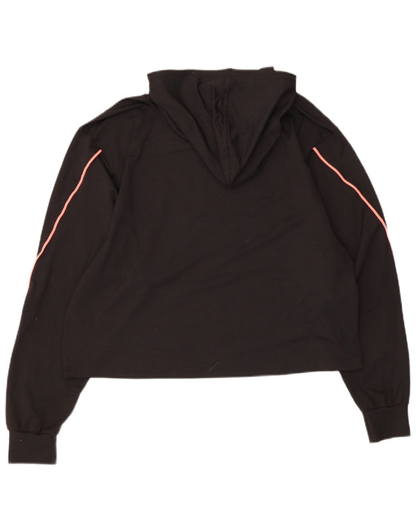 Puma Womens Oversized Crop Graphic Hoodie Jumper UK 10 Small Black