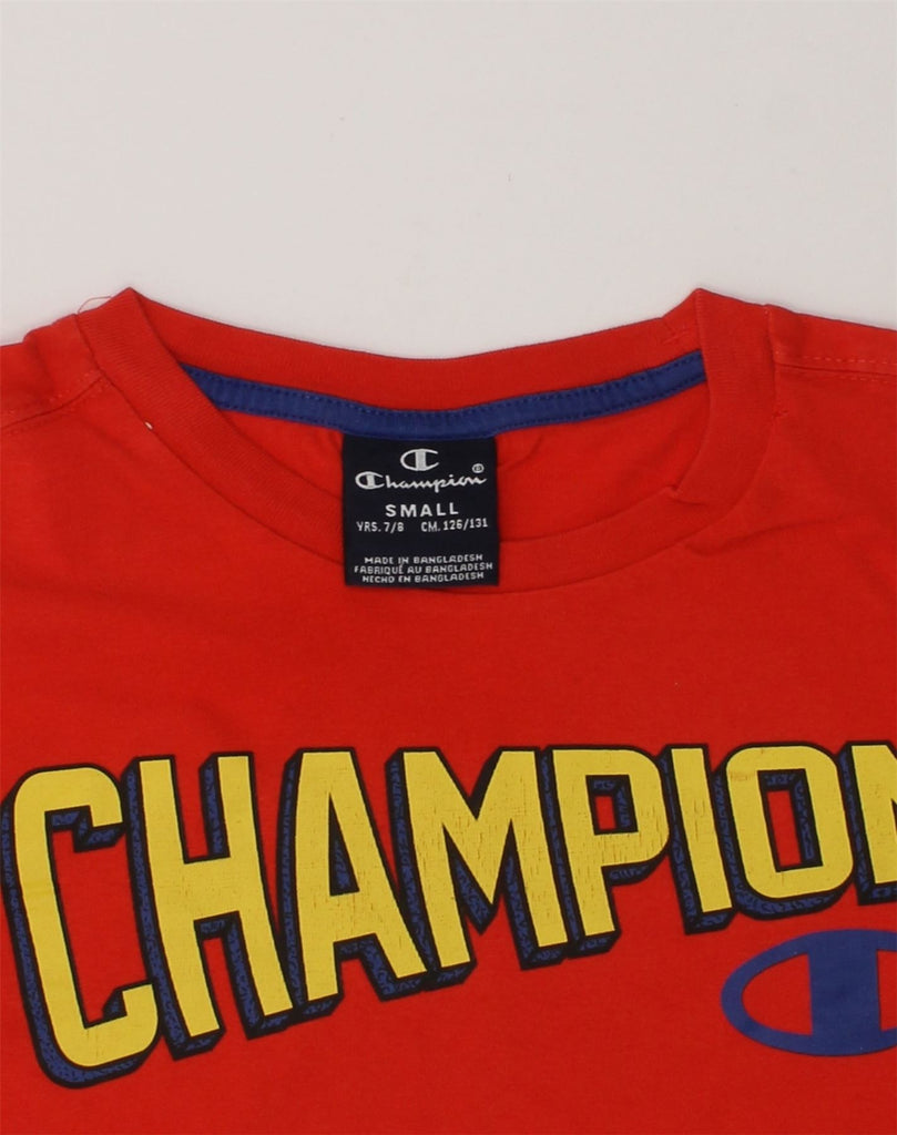 CHAMPION Boys Graphic T-Shirt Top 7-8 Years Small Red Cotton | Vintage Champion | Thrift | Second-Hand Champion | Used Clothing | Messina Hembry 