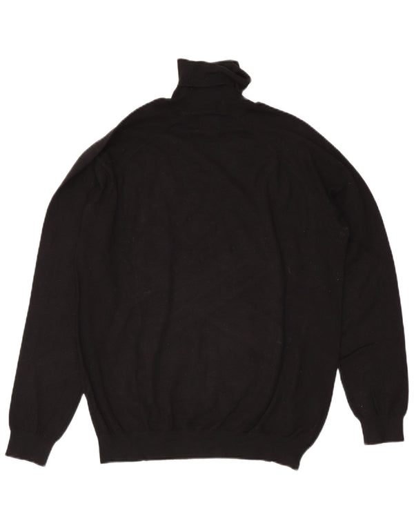 Zara Mens Roll Neck Jumper Sweater Large Black Viscose