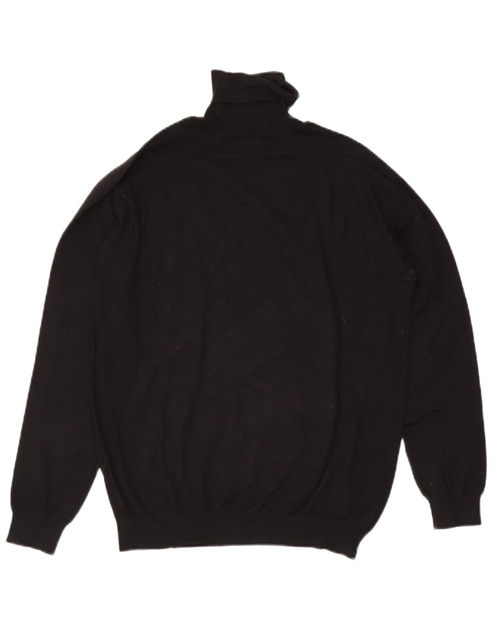 Zara Mens Roll Neck Jumper Sweater Large Black Viscose