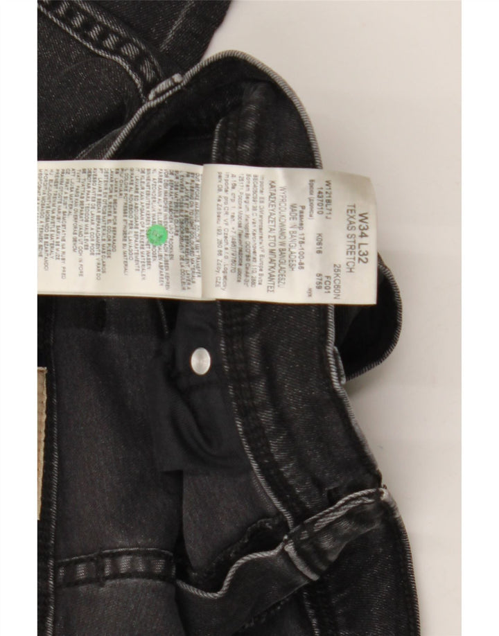 Wrangler Mens Texas Stretch Straight Jeans W34 L32 Black Cotton