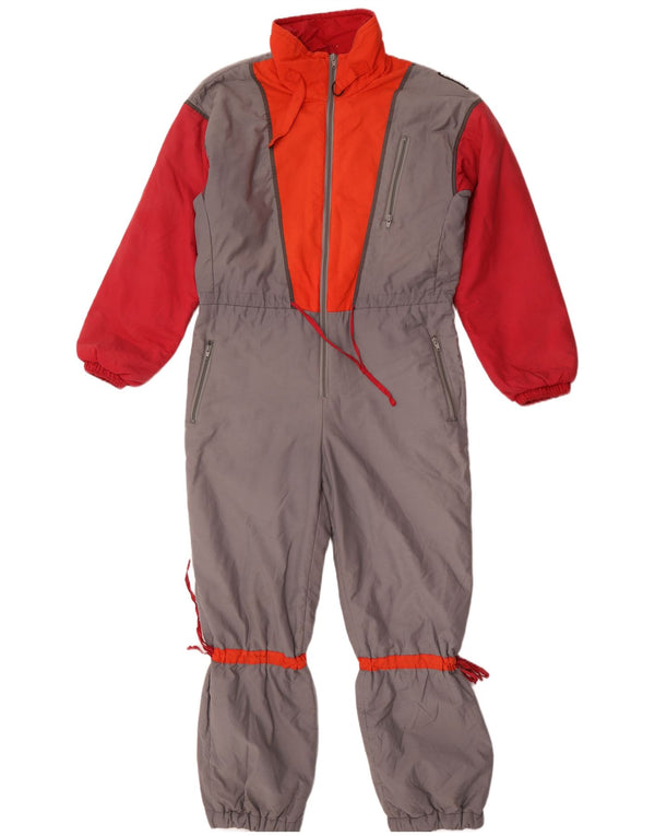 Vintage Mens Loose Fit Ski Jumpsuit IT 46 Small  Grey Colourblock Cotton