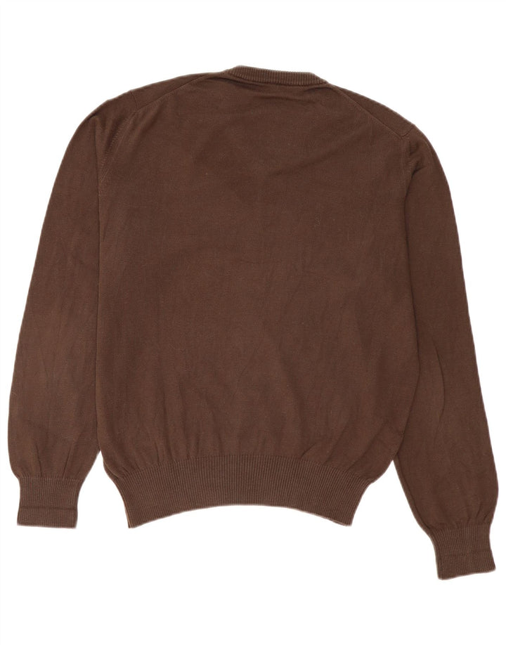 Fay Mens V-Neck Jumper Sweater Large Brown Argyle/Diamond