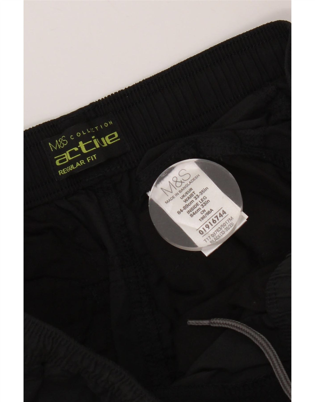 MARKS & SPENCER Mens Regular Fit Chino Trousers W33 L33 Black Cotton