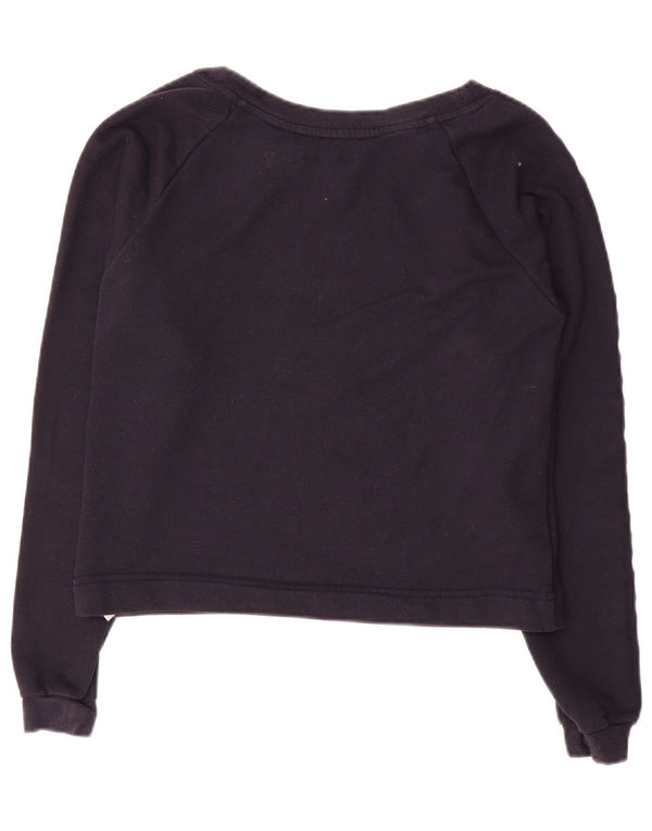 Tommy Hilfiger Womens Crop Graphic Sweatshirt Jumper UK 10 Small Navy Blue