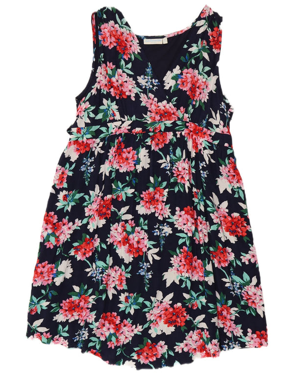 Jojo Maman Bebe Womens Sleeveless Empire Dress UK 16 Large Navy Blue Floral