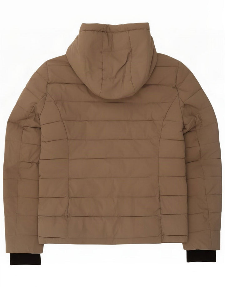 Michael Kors Womens Hooded Padded Jacket UK 14 Medium Brown Polyester