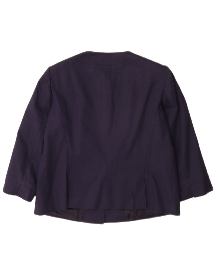 Luisa Spagnoli Womens 3 Button 3/4 Sleeve Blazer Jacket IT 48 XL Navy Blue