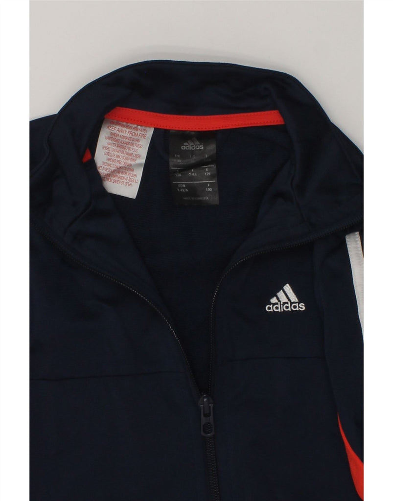 ADIDAS Boys Tracksuit Top Jacket 7-8 Years Navy Blue Polyester | Vintage Adidas | Thrift | Second-Hand Adidas | Used Clothing | Messina Hembry 