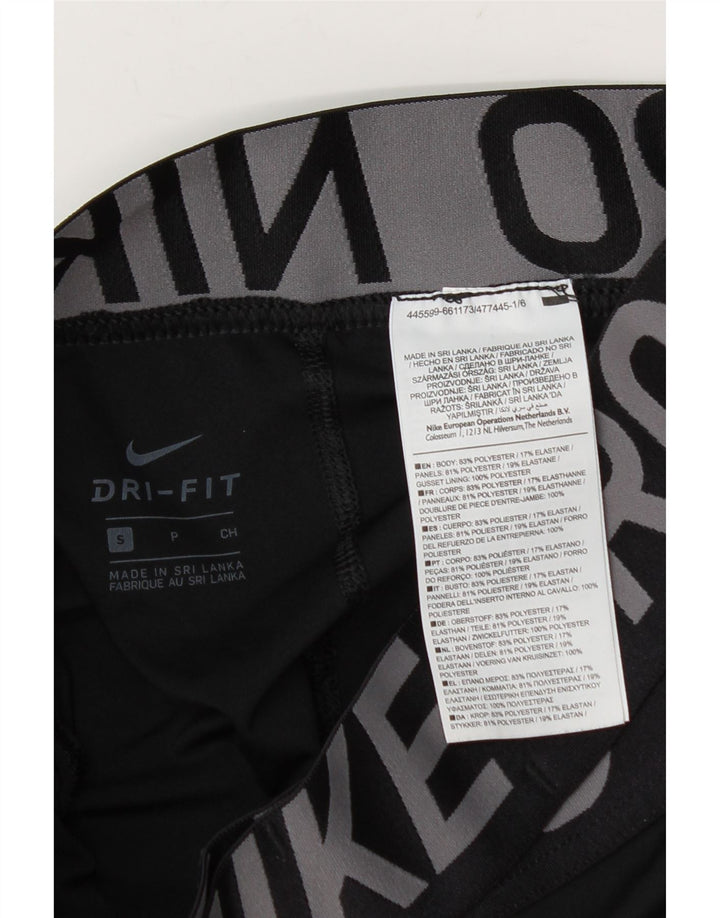 Nike Womens Dri Fit Graphic Leggings UK 8 Small Black Polyester